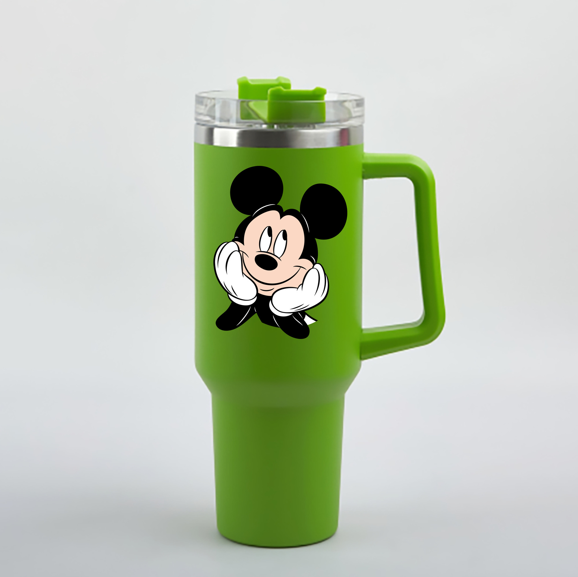 （画像用） ミッキーマウス Mickey Mouse 1200mL車用タンブラー - クリスタルステッカー（プラスチックストロー付き）